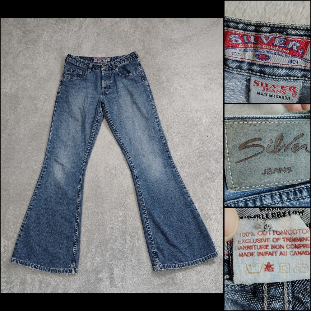 Silver Jeans Canada Womens 28x31 Button Fly Bell Bottom Retro Hippie Vtg 90s Y2k